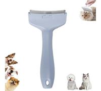 Peigne de démêlage des dents en V, outil professionnel d'épilation des poils d'animaux, dents serrées en V de 1,1 mm avec poignée ergonomique, lame incurvée (bleu, S)