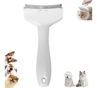 Peigne de démêlage des dents en V, outil professionnel d'épilation des poils d'animaux, dents serrées en V de 1,1 mm avec poignée ergonomique, lame incurvée (blanc, S)