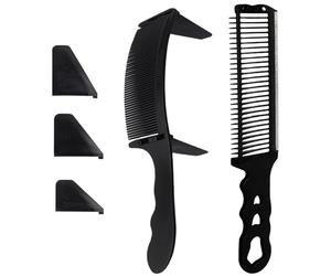 Peigne de fondu pour hommes 2 pièces peigne de coupe cheveux barbier antidérapant dessus plat résistant à la chaleur avec étrier cheveux peignes coiffure incurvés réglables pour la mai.
