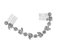 Peigne de Mariage Fleur Soleil Cristaux, Cuivre, Chaîne Argentée Élégante | Accessoire Coiffure Mariage et Cérémonie, Effet Scintillant, Facile à Utiliser, pour Mariée et Femmes