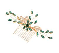 Peigne de Mariée en Alliage et Cristal Vert pour Mariage