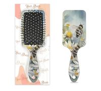 Peigne de massage antistatique à coussin d'air - Brosse à cheveux blanche marguerite abeilles recueille miel carré brosse de massage pour femme et fille