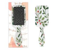 Peigne de massage antistatique à coussin d'air - Brosse à cheveux carrée rouge cerise et feuilles vertes - Brosse de massage pour cuir chevelu pour femmes et filles