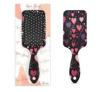 Peigne de massage antistatique à coussin d'air Brosse à cheveux pour la Saint-Valentin Rouge Élément d'amour carré Brosse de massage pour femme et fille