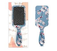 Peigne de massage antistatique avec coussin d'air - Brosse à cheveux carrée en fleur de cerisier - Sakura - Pour femme et fille