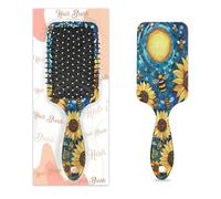 Peigne de massage antistatique avec coussin d'air, brosse à cheveux, tournesol, abeilles, lune, abstraite, carré, brosse de massage pour femme et fille