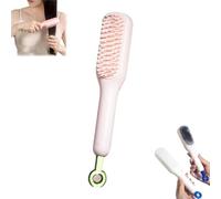Peigne de massage autonettoyant et antistatique, brosse à cheveux facile à nettoyer avec poils rétractables, brosse à cheveux rotative et autonettoyante, outils de coiffure pour femmes (rose)