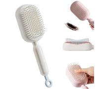 Peigne de massage avec coussinet rétractable, nettoyage en un clic, massage doux, antistatique, design encastré, rétractable, 25 cm, convient à tous les types de cheveux