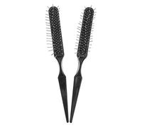 Peigne de Massage Coiffure Noir en ABS, Lot de 2 Pièces | Design Noir, Coiffage Précis, Usage Salon, Dents Espacées Standard, Séparation Précise, ABS