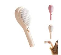 Peigne De Massage Du Cuir Chevelu Avec Poils Rétractables, Peigne À Cheveux Télescopique De Nettoyage En Un Clic, Brosse À Cheveux Antistatique Autonettoyante Pour Tous Les Types (Couleur beige)