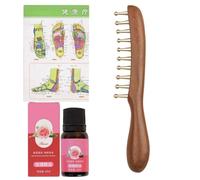 Peigne de massage du cuir chevelu, bois de santal doré en laiton 18,8 x 3,6 x 1,9 cm, brosse de massage Gua Sha Meridian Point pour la maison, le bureau, le spa, le salon, les voyages