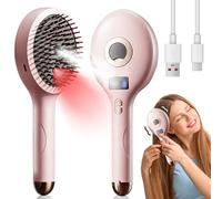 Peigne de massage électrique 3 en 1 avec huiles essentielles rechargeables de 10 ml, 3 modes, brosse à cheveux électrique avec écran LCD, brosse de massage à lumière rouge 650 nm (rose)