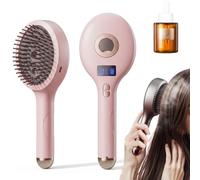 Peigne de Massage Électrique à Coussin d'Air avec Spray et Lumière Rouge, Fer à Lisser à Vapeur Rechargeable avec Spray, Masseur, Spray & Antistatique pour Tous Types de Cheveux (Rose)