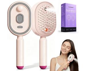 Peigne de massage électrique à coussin d'air, brosse à cheveux électrique à vapeur avec brumisation démêlante pour cheveux secs et crépus, brosse de soin autonettoyante pour femme (barbe à papa)