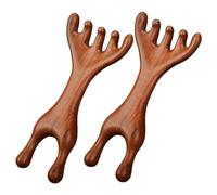 Peigne de massage en bois 2 pièces, masseur de cuir chevelu Gua Sha à 5 griffes et outil relaxation des pieds, peigne thérapies méridiennes naturelles pour massage en bois la tête/cou/dos