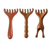 Peigne de massage en bois de santal doré avec stimulation du cuir chevelu à cinq griffes pour la circulation sanguine, grattage méridien et thérapie d'acupuncture, portable holistique (A)