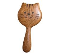 Peigne de massage en bois de santal pour cuir chevelu - Brosse à cheveux à dents larges avec motif chaton mignon - Peigne démêlant portable pour homme et femme (15,5 x 7,5 cm)
