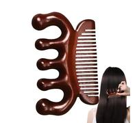 Peigne de massage en bois - Peigne à tête en bois de santal doré | de massage méridien à cinq doigts pour soulager les épaules et le cou | stimulateurs en de santal à double usage