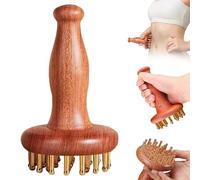 Peigne de massage en cuivre à 29 dents pour le corps et le cuir chevelu - Brosse de massage méridienne pour maman - Brosse de massage du corps chinois - Outil de spa Gua Sha - Manche en bois (A-29
