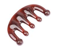 Peigne de massage Meridian à cinq dents en résine avec grandes dents pour décompression du cuir chevelu (marron)