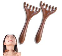 Peigne de massage Meridian à six coups, peigne à cinq tactiles, outil de massage de grattage Gua Sha portable, brosse de relaxation du corps entier pour le cuir chevelu, le visage (2pcs)