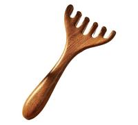 Peigne de massage Meridian à six griffes, en bois de cerf à dents larges, peigne à cheveux Gua Sha manuel pour homme et femme, favorise la relaxation (1 pièce)