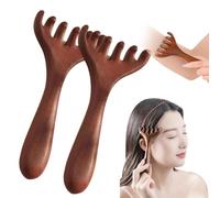 Peigne de massage Meridian à six griffes, peigne de massage de la tête et du cou (version améliorée), outil de grattage en bois naturel, convient pour le cuir chevelu, les yeux, le visage, le cou, les