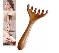 Peigne de massage Meridian à six grilles, peigne masseur du cuir chevelu en bois de santal, outil naturel en bois gua sha, adapté au cuir chevelu, au visage, au cou, aux épaules (1Pcs)