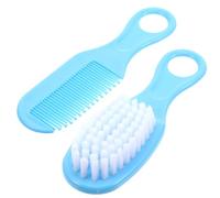 Peigne de Massage pour Bébé et Brosse, Kit 1 Set Bleu Anti-statique | Pp et Tpe, Dents Circulaires, Effet Massage, pour -né, Accessoires Inclus, Soin Quotidien