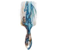 Peigne de massage pour cheveux aquarelle Dragon et livre - Brosse antistatique - Peignes pour femme