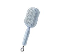 Peigne de massage rétractable autonettoyant pour femme, coussin d'air ergonomique, peigne à cheveux à dents douces adapté à tous les types de cheveux et perruques (bleu)