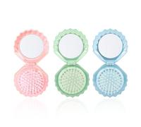 Peigne De Miroir Pliant En Coquille De 3 Pièces, Surface Brillante Enduite D'Uv, Outil De Dressage Portable, Petit Et Mignon, Artefact De Maquillage De Voyage.