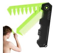 Peigne de poche pliable - Peigne de poche 2 en 1, outil de barbier mini pour le toilettage quotidien de la barbe, moustaches, huile, tête de père
