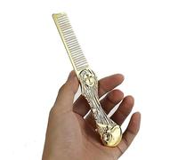 Peigne de poche professionnel en alliage de zinc pour homme - Outil de coupe de barbe pliable pour homme - Peigne portable - Cadeau idéal (doré)