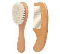 Peigne De Sécurité En Bois Pour Bébé, Brosse À Cheveux En Laine, Kit De Massage Pour Enfants, Matériel De Sécurité Pour La Santé Du Bébé, Outils De Toilettage, 2 Pièces/Ensemble