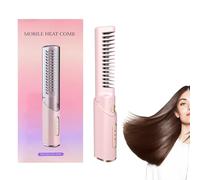 Peigne de style de chaleur sans fil : appareil de lissage de voyage compact, poils anti-brûlure, plaques en céramique à chauffage rapide, prise en main d'une main, amplificateur de volume pour ma
