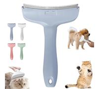 Peigne de toilettage à dents en V pour animaux de compagnie, outil de toilettage avec lame incurvée, brosse de toilettage pour chat et chien, pour nettoyer les poils morts (bleu, L)