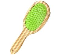 Peigne de toilettage pour animaux de compagnie : double face, manche en bois, poils en silicone doux, boîte cadeau