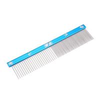 Peigne de toilettage pour animaux de compagnie, tondeuse à poils de chien, outil de peignage, antistatique, rangée droite, peignes pour chats en acier inoxydable, épilateur de (bleue)