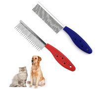 Peigne de Toilettage pour Chat et Chien - Anti Puces, Poils Longs et Moyens - 2 Pièces, Rouge et Bleu