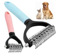 Peigne démêlant double face en acier inoxydable 2 tailles | Brosse de toilettage pour chiens et chats double face en acier inoxydable pour démêler les poils des animaux de compagnie