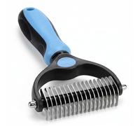 Peigne démêlant pour sous-poils de chiens et chats avec dents extra larges double face en acier inoxydable pour démêler, démêler, brosser, effiler les poils des poils, nœuds, tapis et enchevêtrements