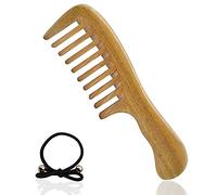 Peigne Dent Large Peigne Bois de Santal Vert Anti-Statique Peigne à Cheveux pour le Soin des Cheveux pour Femmes Longs Cheveux Bouclés