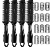 Peigne Effileur,Kit de 4 Peignes Amincissants pour Cheveux,Peigne de Précision pour Homme,Lame en Acier Inoxydable pour Coupe et Coiffage des Cheveux Peigne Rasoir DIY(Q199)