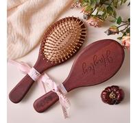 Peigne en bambou personnalisé, peigne à cheveux personnalisé pour demoiselle d'honneur, cadeau idéal pour une fête de mariage, cadeau pour maman, peigne en bois avec nom gravé (rond)