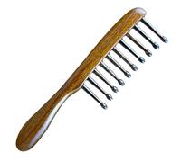 Peigne en Bois de Santal de Massage Ergonomique à Dents Larges | Peigne à Racines, Anti-statique, Ne Gratte Pas le Cuir Chevelu, Protège les Cheveux des Nœuds