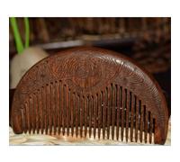 Peigne en bois de santal doré naturel de 10,2 cm, peignes en bois à dents étroites, gravure double face
