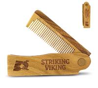 Peigne en Bois Pliant Viking Striking - Peigne à Cheveux, Barbe et Moustache pour Homme - Peigne en Bois de Sandale de Poche pour le Toilettage Quotidien, Cadeau de Barbe pour Homme