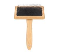 Peigne en macramé, brosse à lisser pour chien, manche en bois, brosse de nettoyage avec trou, coussin d'air, peigne, outil pour peigner les poils d'animaux (Large: Approx. 17.6x16.2x15cm /