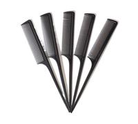 Peigne Ensemble de peignes à queue de Rat, 5 pièces, brosses de coiffure, de bord et de dos for lisser les cheveux(BLACK)